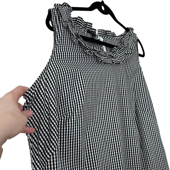 EUC Talbots Preppy Gingham Pleat Collar Shift Dress Black White size 14 Petite - Picture 6 of 14